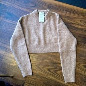 Zara brown crop top wool sweater! NWT